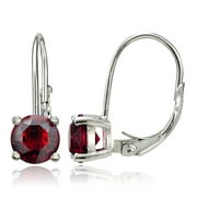 SILVERSPECK Sterling Silver Red Swarovski Elements Leverback Earrings