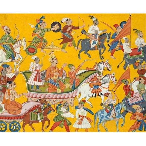 Public Domain Images MET38010 King Dasaratha & His Retinue Proceed To Ramas Wedding - Folio From The Shangri II Ramayana Series Poster Print by Bahu Masters, Active 1680 1720, 18 x 24
