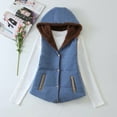 thumbnail image 2 of Vest for Women Casual Solid Color Short Outerwear Jackets Pocket Breasted Hooded Cotton Vest Jacket, 2 of 2