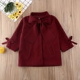 thumbnail image 3 of Qiylii Girls Jacket,Long Sleeve Solid Color Loose Bow Neck Side Pocket Outerwear, 3 of 9