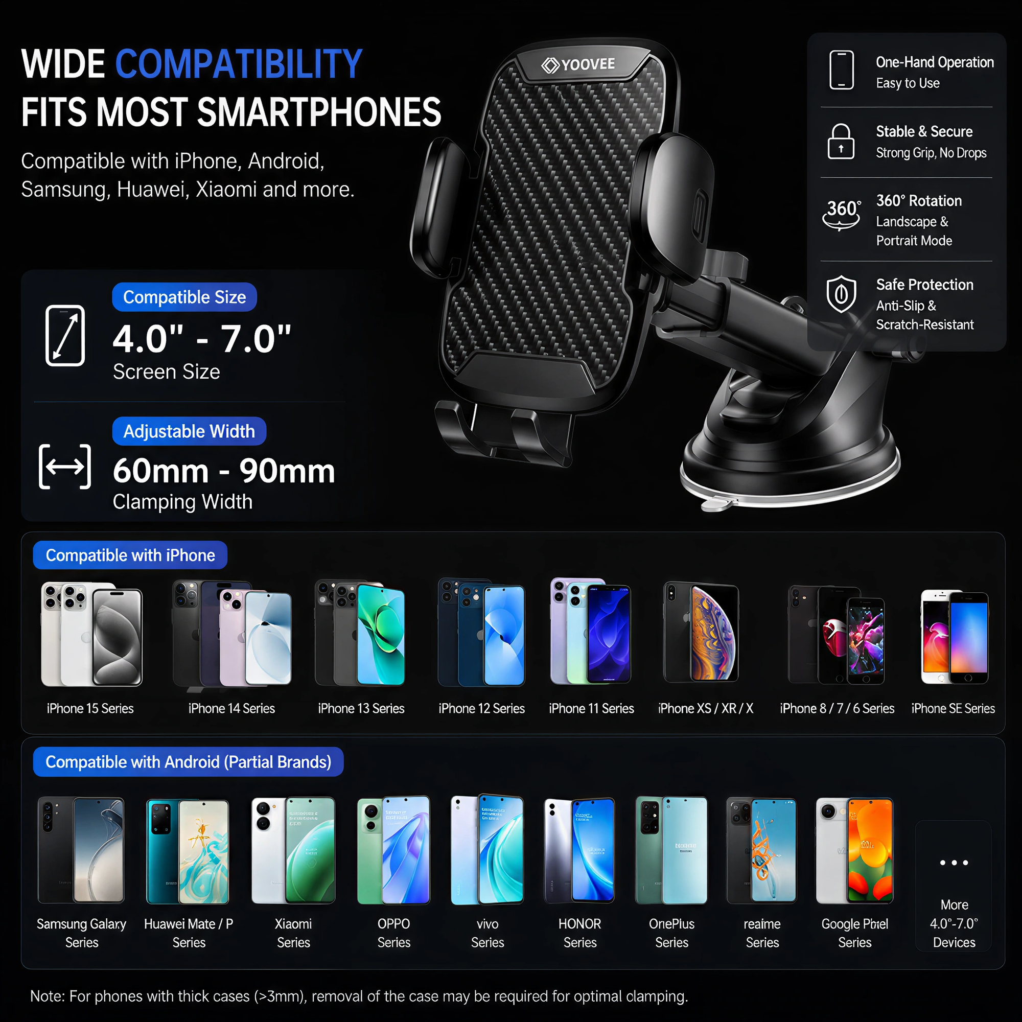 YOOVEE Universal Car Phone Holder with 360° Rotation photo 5