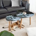 thumbnail image 2 of Triangle End Tables Set of 2 Taugl Gorge Salzburg Mountain Torrent Austrian Small Coffee Table, Tea Table, Nesting Tables for Living Room, 2 of 5