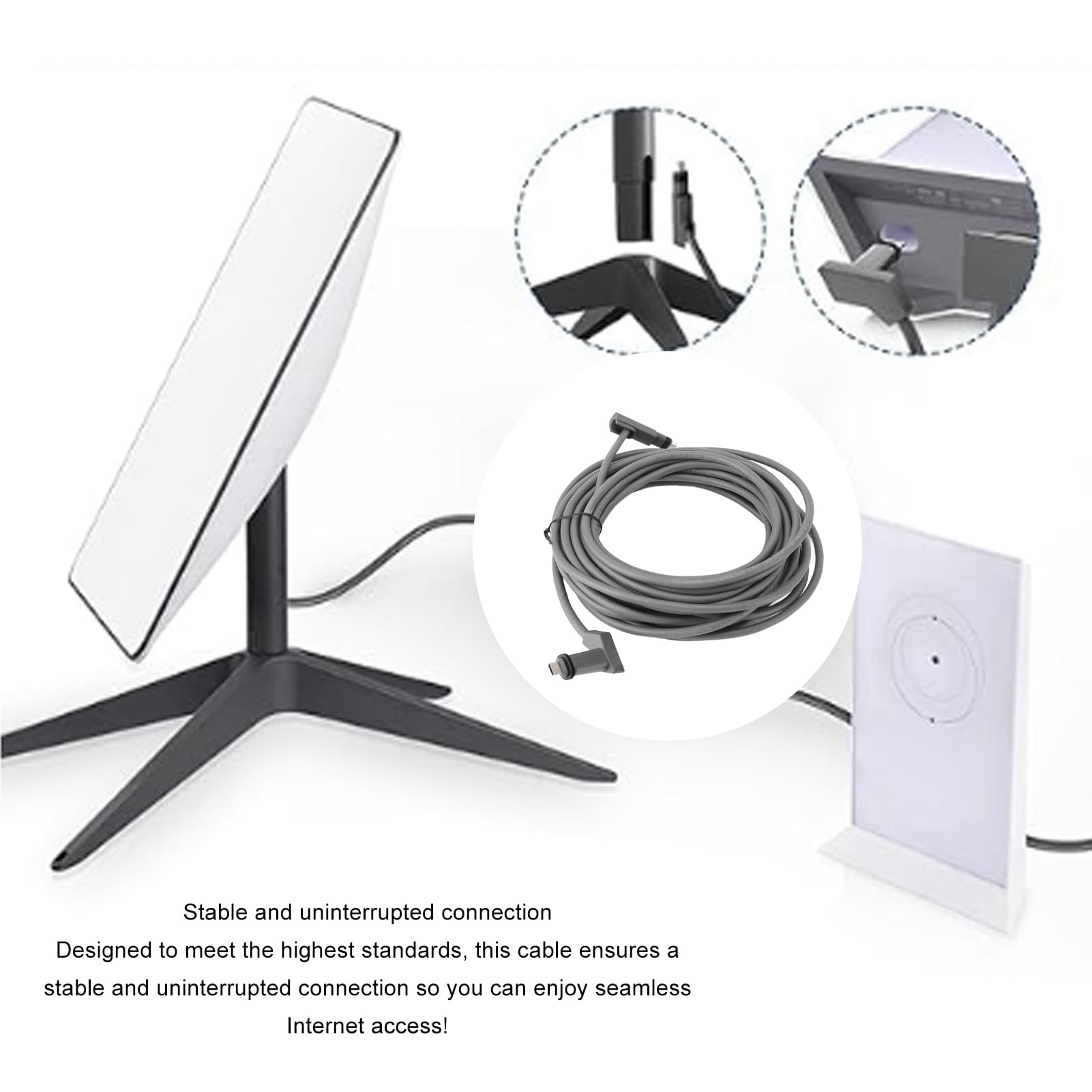 Câble De Remplacement Starlink 30,5 M - Pour Satellite Rectangulaire V2, Extension Internet, Connexion Stable