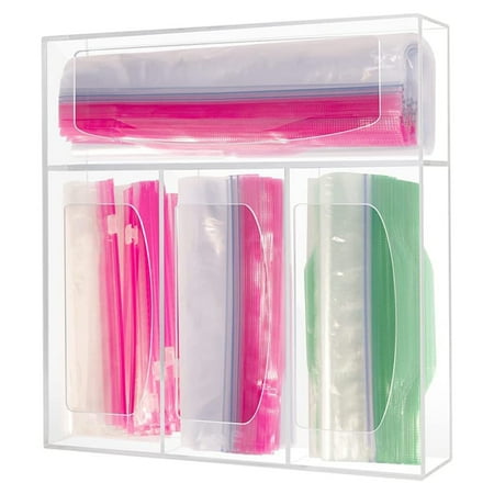 

Acrylic Ziplock Bag Storage Box Dispenser Food Storage Bag for Case Organizer for Sandwich Snack Variety Size Bag Holder