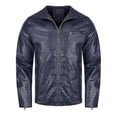 thumbnail image 2 of Men's Thick Stand Collar Pu Leather Jacket, 2 of 2