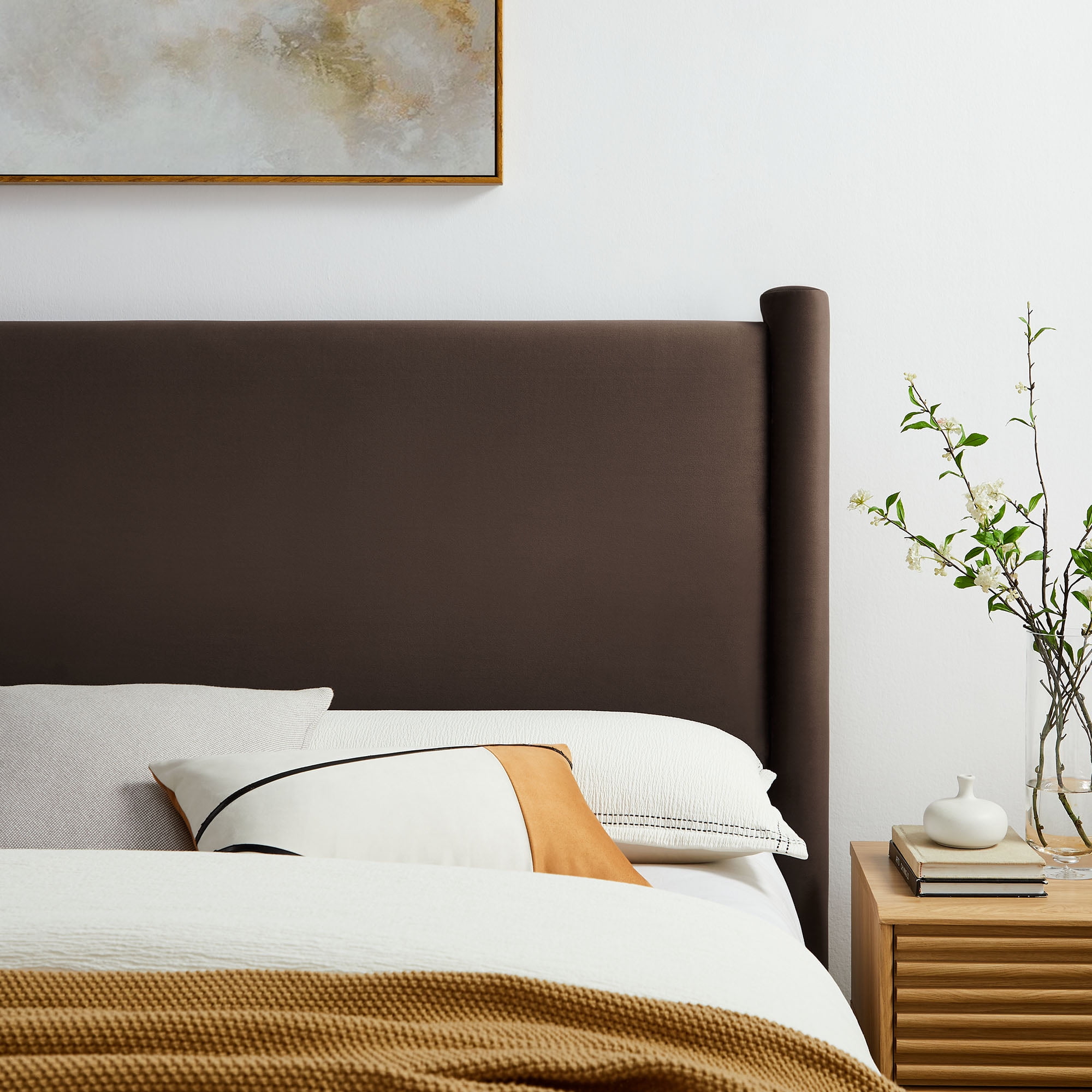 Rael King Headboard in Chocolate Brown