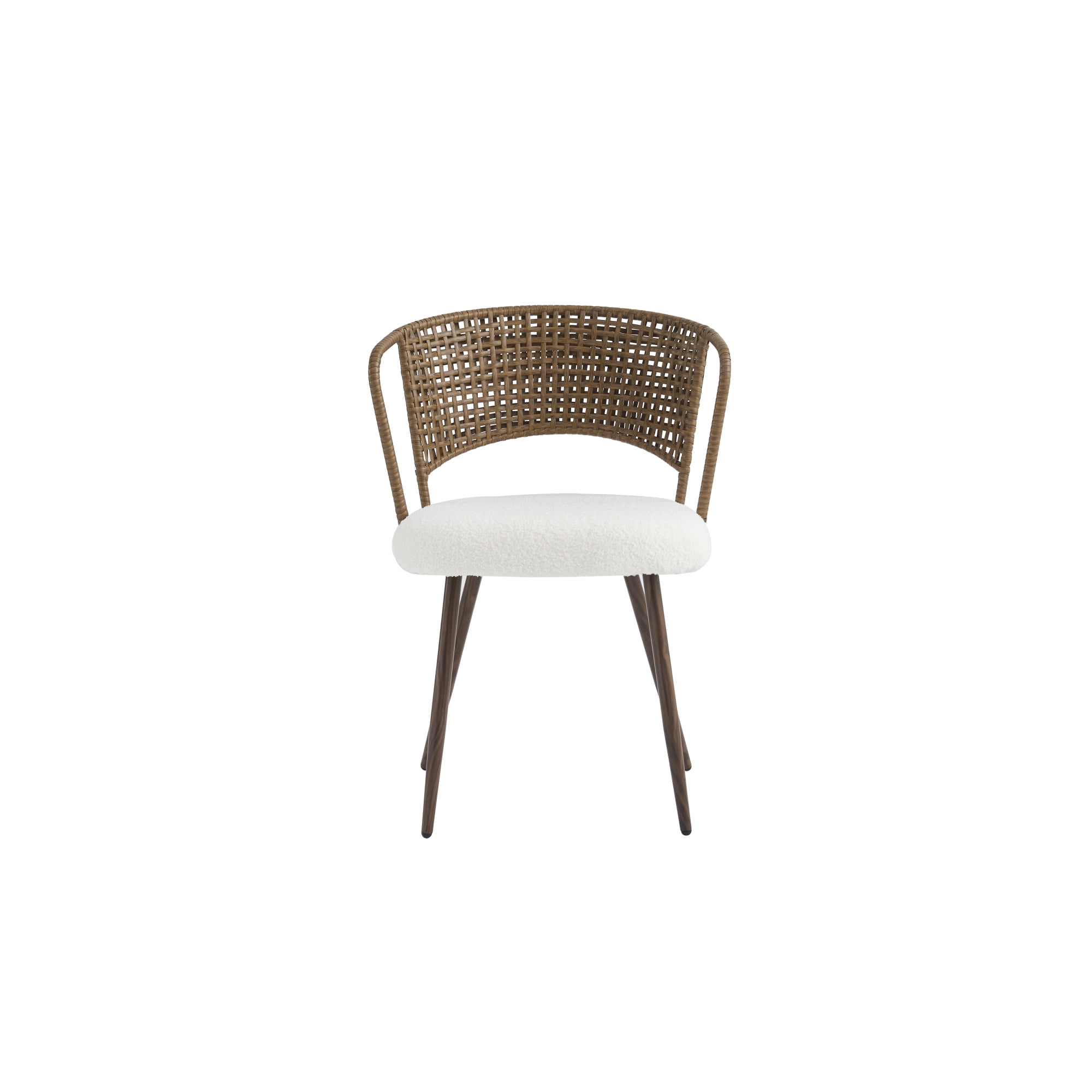 Leumius Set of 4 Wicker Dining Chairs, Farmhouse Soft Cushioned Cane Back Kitchen Chair, Sponge Cushion, Wing-Back Dining Chair with Metal Legs for Home and Kitchen (Dark Walnut)