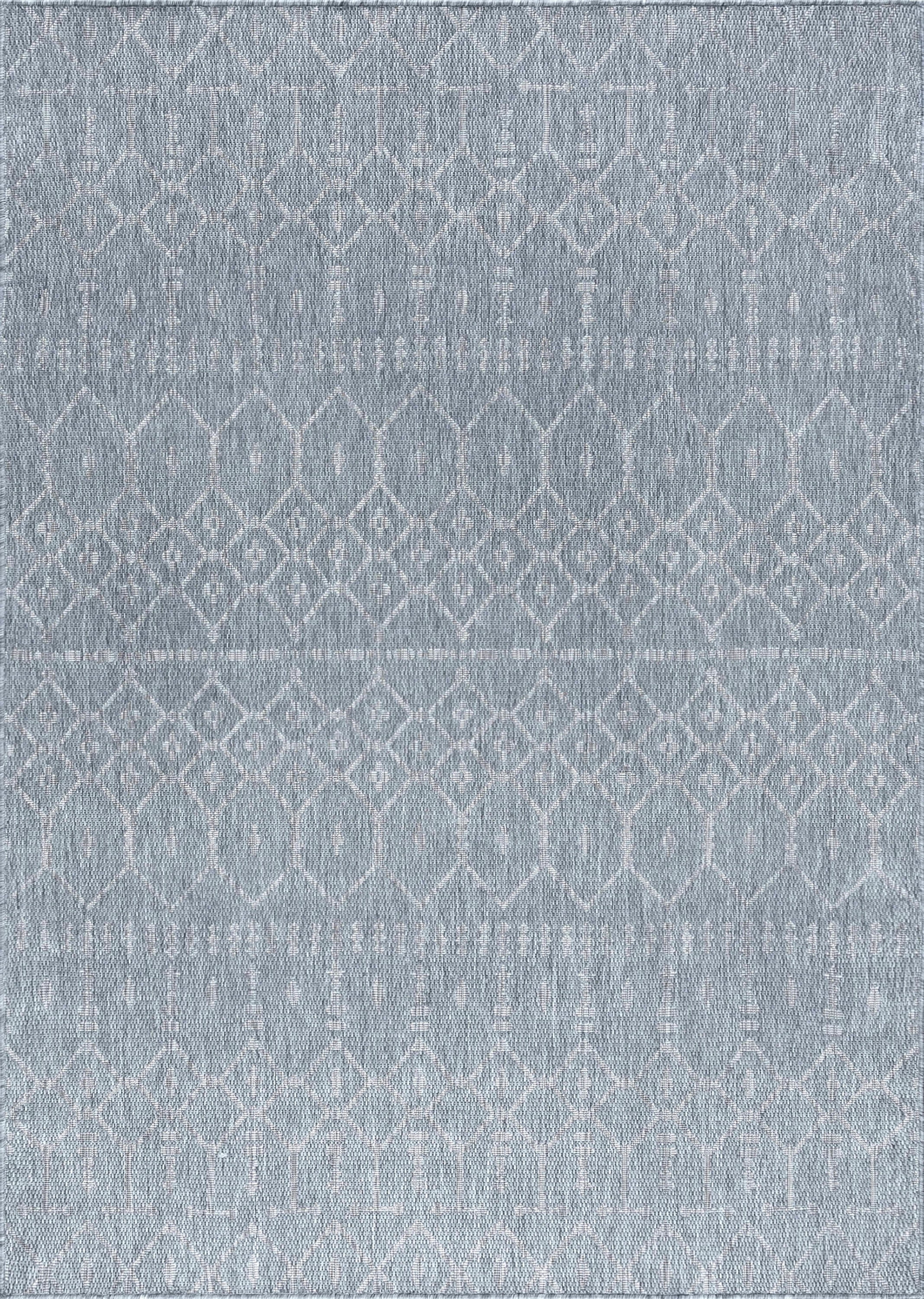 Veranda Contemporary 5' x 7' Gray and Cream Polypropylene Outdoor Area Rug