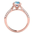 thumbnail image 4 of Rings for Women 3.46 Carat Diamond and Emerald Shaped Blue Topaz Ring pave 10K Rose Gold, 4 of 5