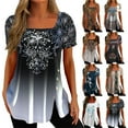 thumbnail image 3 of Women's T-Shirt Ethnic Tunic Tops Button Short Sleeve Henley Tops Casual Dressy Blouses, 3 of 3