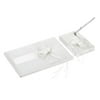 moobody White Satin Ribbon Wedding Guset Signature Book and Pen Stand Set with Satin Flower Faux Pearls Decoration