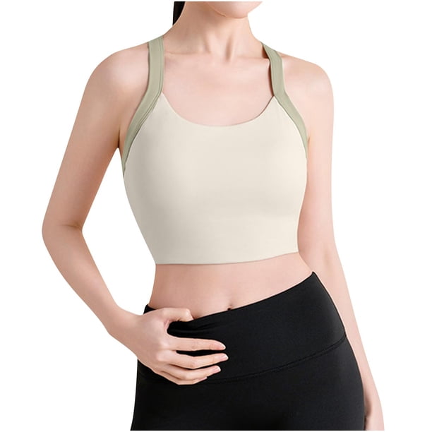 Sujetáneos Deportivos Cómodos para las Mujeres Color Bloqueado Sujetáneo Deportivo Elástico con Almohadillas de Pecho, Sujetáneos Deportivos de las Mujeres para el Uso Diario
