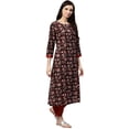 thumbnail image 2 of eloria Floral Printed Kurti With Three-Quarter Sleeves In Round Neck Design, 2 of 4