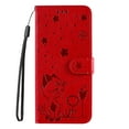 thumbnail image 3 of For iPhone 13 Pro Max Case, Mantto PU Leather Cover with Cat Patterned Embossed Cute Painted Flip Wallet Card Case, With Kickstand Hand Strap Magnetic Closure Case For iPhone 13 Pro Max, Red, 3 of 9