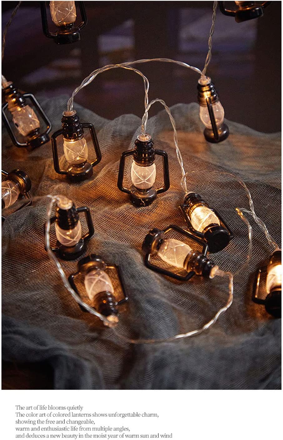20 Multicoloured Retro Lantern LED Fairy Lights – Battery Powered, Vintage Style, Indoor/Outdoor Xmas Decor
