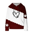 thumbnail image 4 of Hooded Sweatshirt for Womens Cute Dog Paw Heart Print Hoodies with Front Pocket Sweatshirts Color Matching Waffle Knitted Long Sleeve Hooded Sweatshirts, 4 of 4