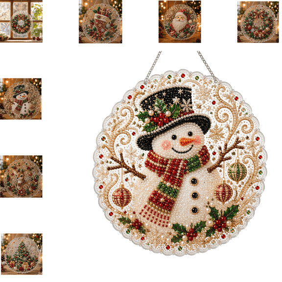 Christmas Decorations, Christmas Pearl Diamond Art Acrylic Hanging Ornament Kit, Diamond Painting Kit, Christmas Decor,6 Styles Acrylic Board Christmas Pearl DIY Handmade Christmas Hanging Decor-E