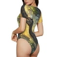 thumbnail image 4 of Uemuo Sunshine Jungle Dinosaur Pattern Women's One Piece Short Sleeve Swimsuit Rash Guard Surfing Modest Quick-drying Swimsuit Beach Essentials-Small, 4 of 9
