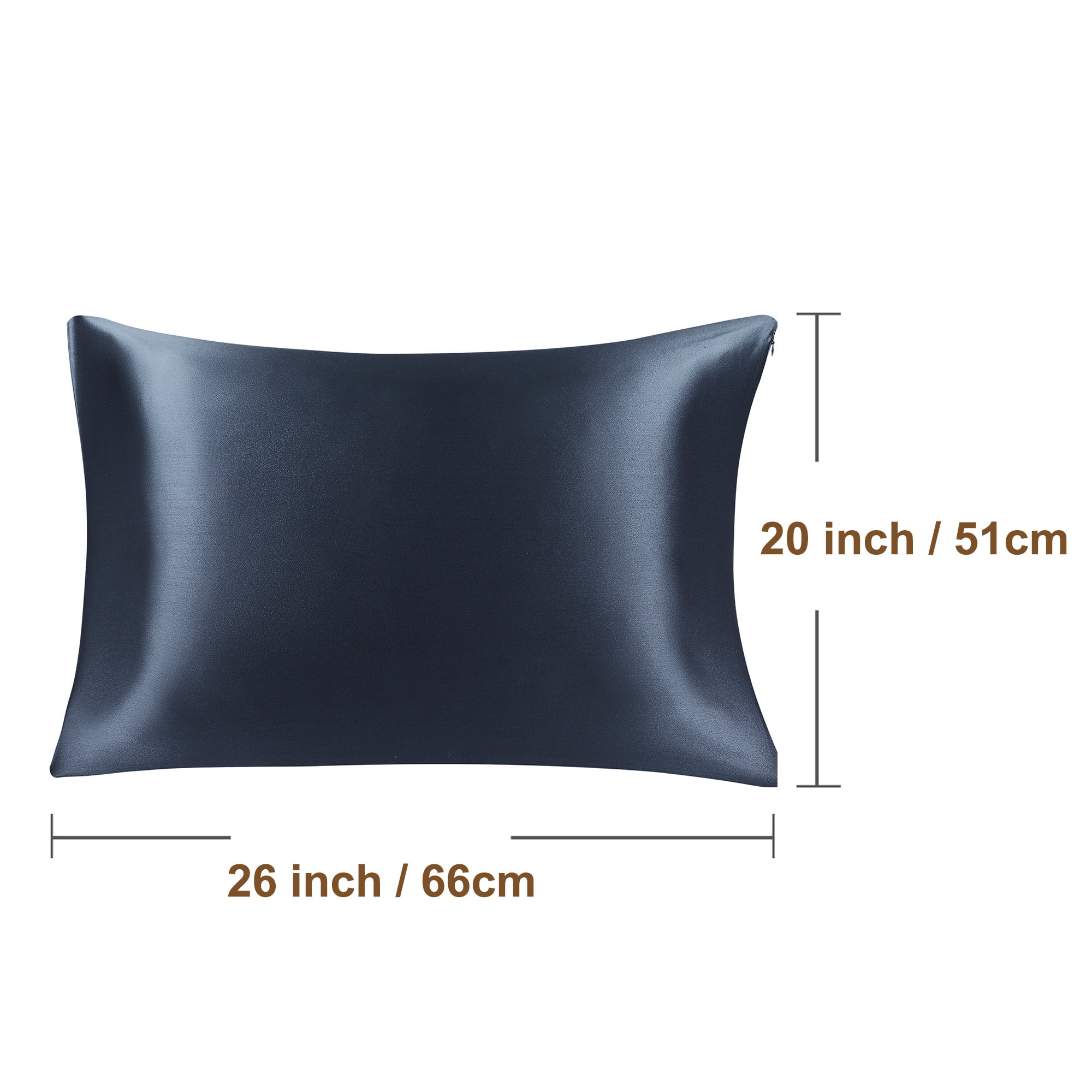 PiccoCasa 22 Momme Silk Pillowcase with Hidden Zipper, Travel(14"x20"), Navy Blue