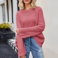 thumbnail image 6 of Lovskoo 2024 Sweaters for Women Long Sleeve Solid Round Neck Trendy Knitwear Loose Pullover Sweater Red, 6 of 7