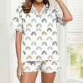 thumbnail image 4 of Short Pajamas for Women Cute Graphic 2 Piece Pajama Set Short Sleeve Button Down Sleepwear Lapel Shirt Pj Short Set, 4 of 7
