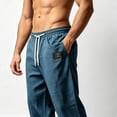 thumbnail image 2 of hlysgo Men's Cotton Casual Pants Tall & Big Loose Fit Elastic Waist Drawstring Yoga Trousers Summer Beach Pants with Pockets Navy,5xL, 2 of 5