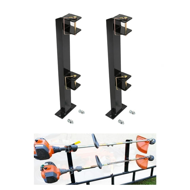 ECOTRIC 2 Place Weeder Trimmer Racks Holders Hold Two for Trailer Truck Tree Trimmers Edgers Pole Saws Powercoated Steel