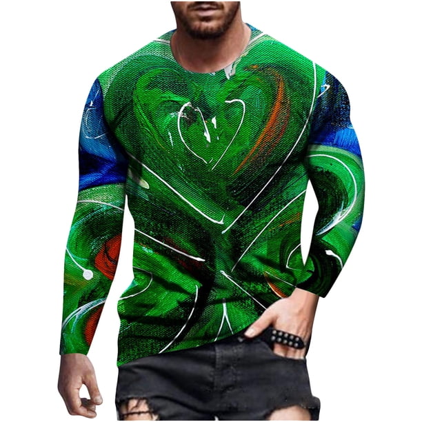 Camiseta de todos los días unisex para hombre Camiseta informal de manga larga con estampado gráfico en 3D del día de San Patricio Pompotops oipoqjl6680