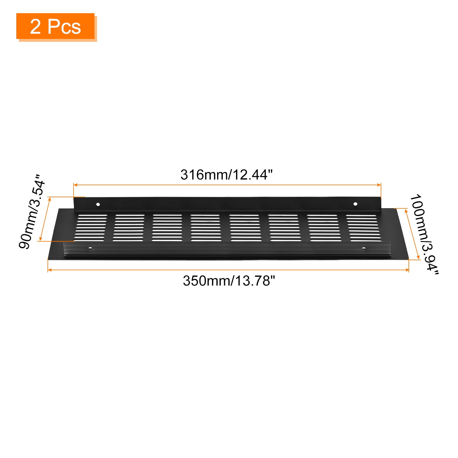 2Pack Rectangle Ventilation Grille Aluminum Alloy Mesh Air Vent Cover, 350x100mm