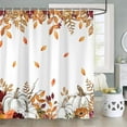 thumbnail image 4 of 4PCS Fall Pumpkins Maple Leaf Shower Curtain Sets, with Non-Slip Rugs, Toilet Lid Cover and Bath Mat Autumn Leaves Harvest Thanksgiving Farmhouse Watercolor Seasonal for Bathroom Decor, 72X72, 4 of 6