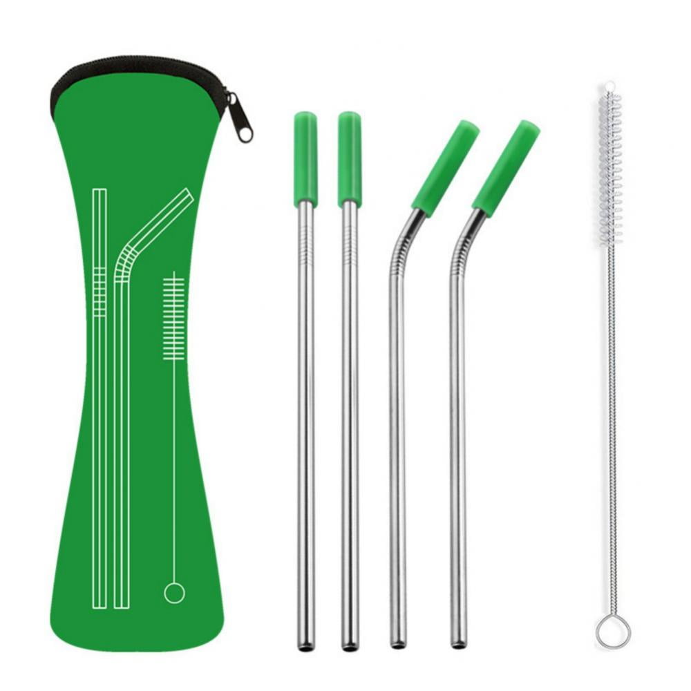 Reusable Stainless Steel Straw With Cleaning Brush and Travel Case Bags