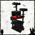 thumbnail image 2 of LHBCraft 59in Gothic Cat Tree, Black Cat Tower for Indoor Cats with Sisal Scratching Posts, Spacious Cat Condo, Self Groomer, Bat Hanging Ball, Halloween Cat Tree Tower for Large Cats, Black and Red, 2 of 6
