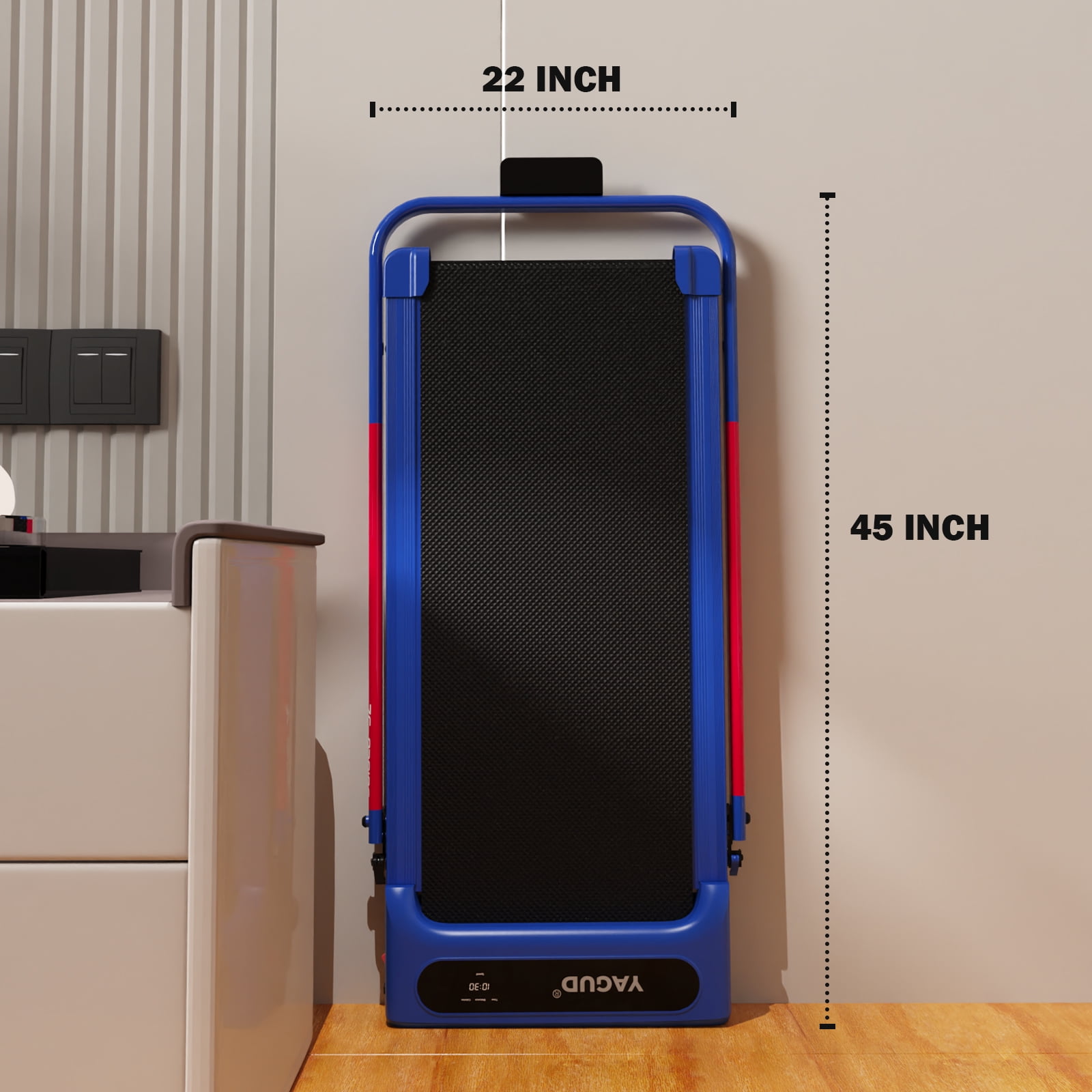 Yagud Walking Pad Treadmill with Handle Bar and Adjustable Incline, 3.8HP Portable Electric Treadmills with Wheels for Home, Home Treadmills with Incline, 0.5-3.8MPH, Blue