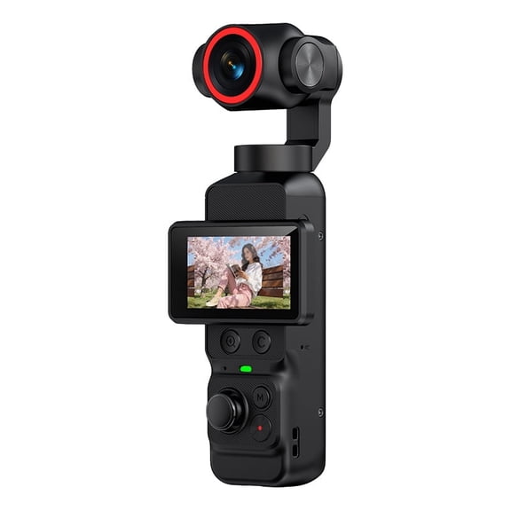 Handheld Action Camera with 330° Rotating Lens, Video, Face Tracking, 1.97" Touchscreen, Intelligent Stabilization, WiFi, 2000mAh