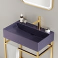 thumbnail image 3 of 24" Bathroom Vanity with Ceramic Basin, Freestanding Bathroom Console Sink Set, Glossy Purple Rectangular Ceramic Basin without Faucet, Open Metal Leg, Storage Shelves, Gold, 3 of 5