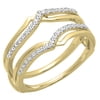 Dazzlingrock Collection 0.25 Carat (ctw) 18K Diamond Anniversary Enhancer Guard Double Ring 1/4 CT, Yellow Gold, Size 9