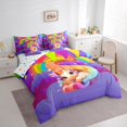 thumbnail image 3 of Manfei Animal Unicorn 7 Pieces Bedding Comforter Set,Rainbow Initial Full Bedding Set Lightweight,Starry Sky Fitted Sheet Flat Sheet,Breathable Flower Room Decoration,Reversible, 3 of 7