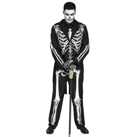 Fun World Mr. Bones Skeleton Suit 5pc Men Costume, One-Size, Black