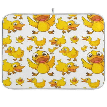 

Dish Drying Mat 18 x 24 Highly Absorbent Microfiber for Dishes Utensils Cute Yellow Duck