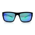 thumbnail image 3 of Polarized Mens Rectangle Plastic Sport Horn Rim Sunglasses Matte Black - Teal Mirror, 3 of 8