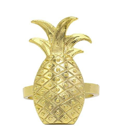 Fennco Styles Stylish Pineapple Metal Napkin Rings Set of 4 Gold 