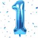 thumbnail image 1 of Globo Yeodong Blue Number 1 de aluminio de 40 pulgadas con helio para fiestas, 1 of 7