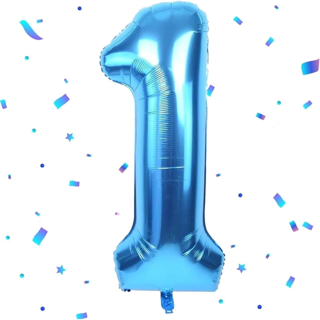 Globo Yeodong Blue Number 1 de aluminio de 40 pulgadas con helio para fiestas