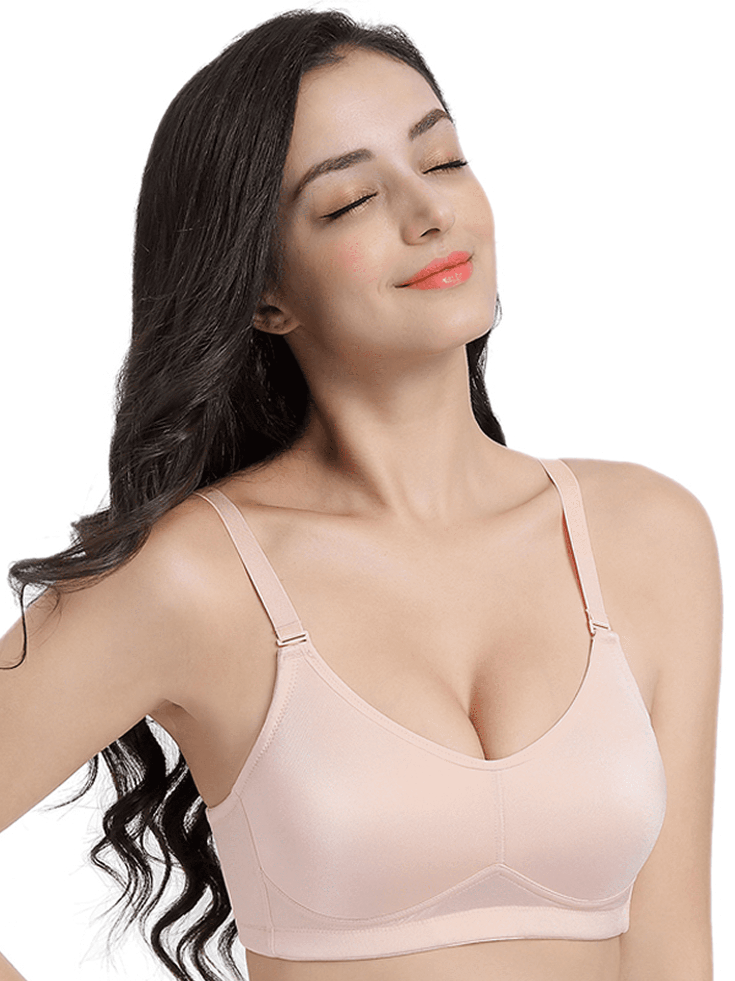 BIMEI Women's Mastectomy Bra Pockets Wireless Post-Surgery for Breast Forms Everyday Bra 8318,Light Pink, 40C