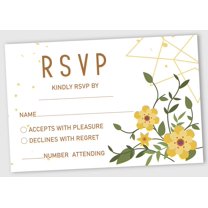 Inkdotpot 50 Blank RSVP Cards With White Envelopes-Floral & Leaves Style Response Card-RSVP For Wedding-Rehearsal Dinner-Baby Shower-Bridal Shower-Engagement Party Invitations