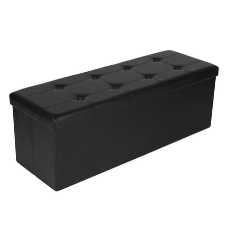 Songmics Faux Leather Folding Storage Ottoman Bench 43 1/4L, Black Songmics Faux Leather Folding Storage Ottoman Bench 43 1/4L, Black - Songmics Faux Leather Folding Storage Ottoman Bench 43 1/4L, Black