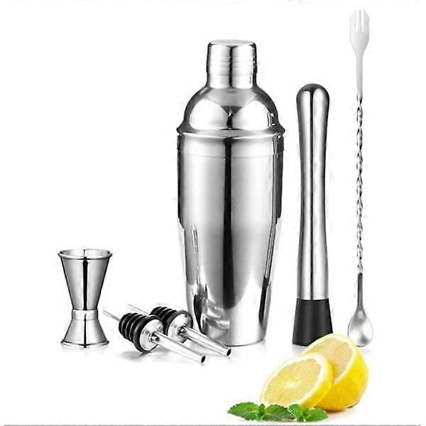 6-Piece Stainless Steel Bartender Kit, Cocktail Shaker, Mixing Stick, Bar Tool Set for Drinks