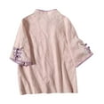 thumbnail image 5 of BLOCLOALO Women Blouses Loose Fitting Tops Spring/Summer Embroidered Tang Dress Half Sleeved Chinese Tea Dress Button Top Tunic Tops Cotton Linen Blouse Tops for Women Trendy Pink L, 5 of 5