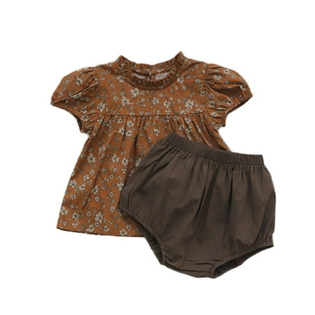

Toddler Outfit Sets Summer Baby Girls Boys Summer Floral Cotton Short Sleeve Pants Tops Kids Clothes Suit