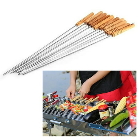 

VEAREAR Flash picks 10/12 Pcs Outdoor Picnic BBQ Barbecue Skewers Roast Stick Stainless Steel Needle